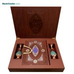 مجموعه نفیس شاهنامه چرمی معطر همراه با دو گلدان فیروزه و جعبه - Image 2