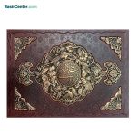 کتاب نفیس شاهنامه چرم و مس همراه با خودکار مس جعبه لپتاپی