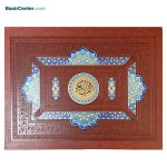 کتاب نفیس قرآن چرمی پلاک دار جعبه لبتاپی قطع رحلی