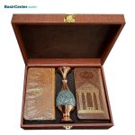 مجموعه نفیس قرآن و حافظ قطع پالتویی با جعبه و گلدان فیروزه - Image 2