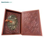 کتاب قرآن نفیس چرم و مس همراه با جعبه قطع وزیری - Image 2