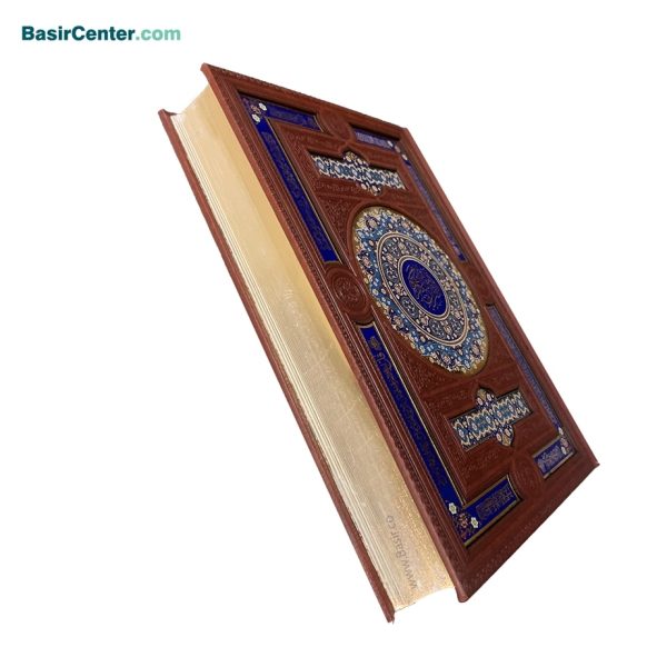 کتاب قرآن نفیس چرمی پلاک رنگی آینه دار جعبه لپتاپی - Image 3