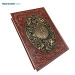 کتاب قرآن نفیس چرم و مس همراه با جعبه قطع وزیری - Image 3