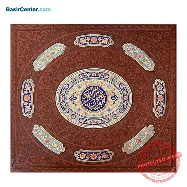 کتاب شاهنامه فردوسی نفیس چرمی برجسته طرح رخ با قاب کشویی - Image 1