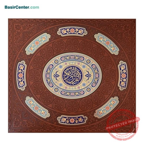 مجموعه نفیس قرآن چرمی با گلدان الماس جعبه لپتاپی - Image 1
