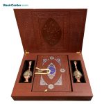 مجموعه نفیس شاهنامه چرمی معطر همراه با دو گلدان خاتم و جعبه - Image 2