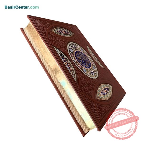 کتاب شاهنامه فردوسی نفیس چرمی برجسته طرح رخ با قاب کشویی - Image 3