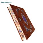 مجموعه نفیس شاهنامه چرمی معطر همراه با دو گلدان خاتم و جعبه - Image 3