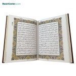 مجموعه نفیس کتاب قرآن چرمی همراه با دو گلدان خاتم و جعبه - Image 4