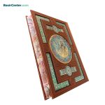 مجموعه نفیس قرآن و حافظ چرمی با گلدان خاتم همراه با جعبه - Image 4