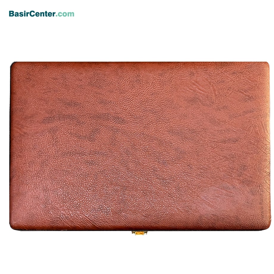 1 مجموعه قرآن و حافظ جلد چرم طبیعی با عقیق و خودکار - Image 1