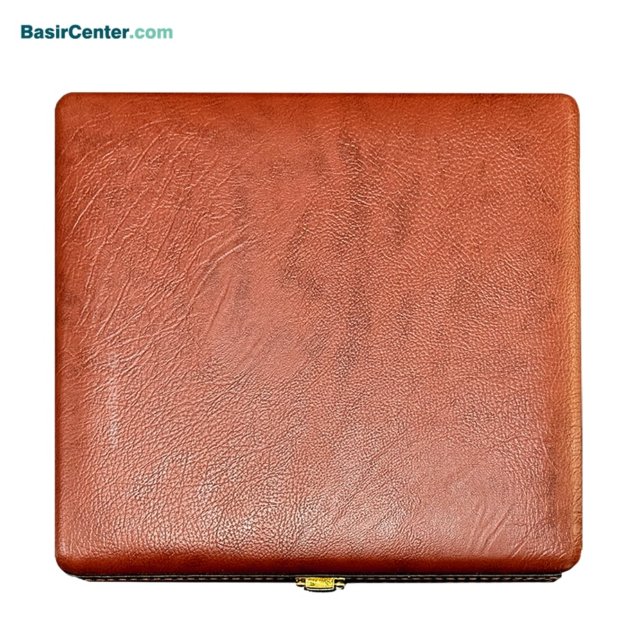 1 مجموعه حافظ عقیق و خودکار جلد چرم طبیعی قطع جیبی - Image 1
