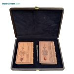 مجموعه قرآن و حافظ جلد چرم طبیعی با عقیق و خودکار - Image 2