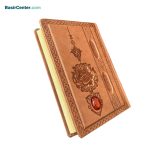 مجموعه قرآن و حافظ جلد چرم طبیعی با عقیق و خودکار - Image 4