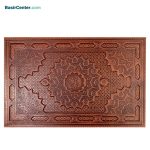کتاب نفیس قرآن چرم و مس همرا با دو گلدان الماس تراش جعبه دار