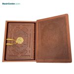 کتاب قرآن نفیس چرمی (ترمو) کاغذ گلاسه همراه با جعبه - تصویر 2