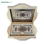 کتاب نفیس قرآن عروس طرح صدف کاغذ گلاسه با جعبه لپتاپی - Image 2