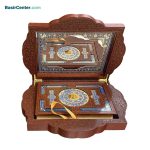 کتاب نفیس قرآن چرمی طرح صدف کاغذ گلاسه با جعبه لپتاپی - تصویر 2