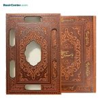 کتاب بوستان سعدی چرمی لیزری همراه با قاب کشویی - Image 2