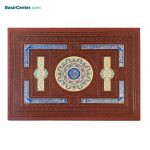 کتاب قرآن نفیس و معطر چرمی آینه دار پلاک رنگی جعبه لپتاپی قطع رحلی