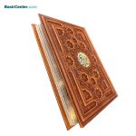 کتاب قرآن بدون ترجمه نفیس و معطر چرمی برجسته با جعبه - Image 4